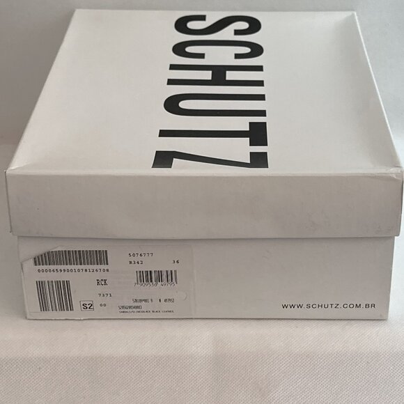 New in Box Schutz Raira Black Leather/Transparent Block Heel Slide Sandals - Picture 12 of 12